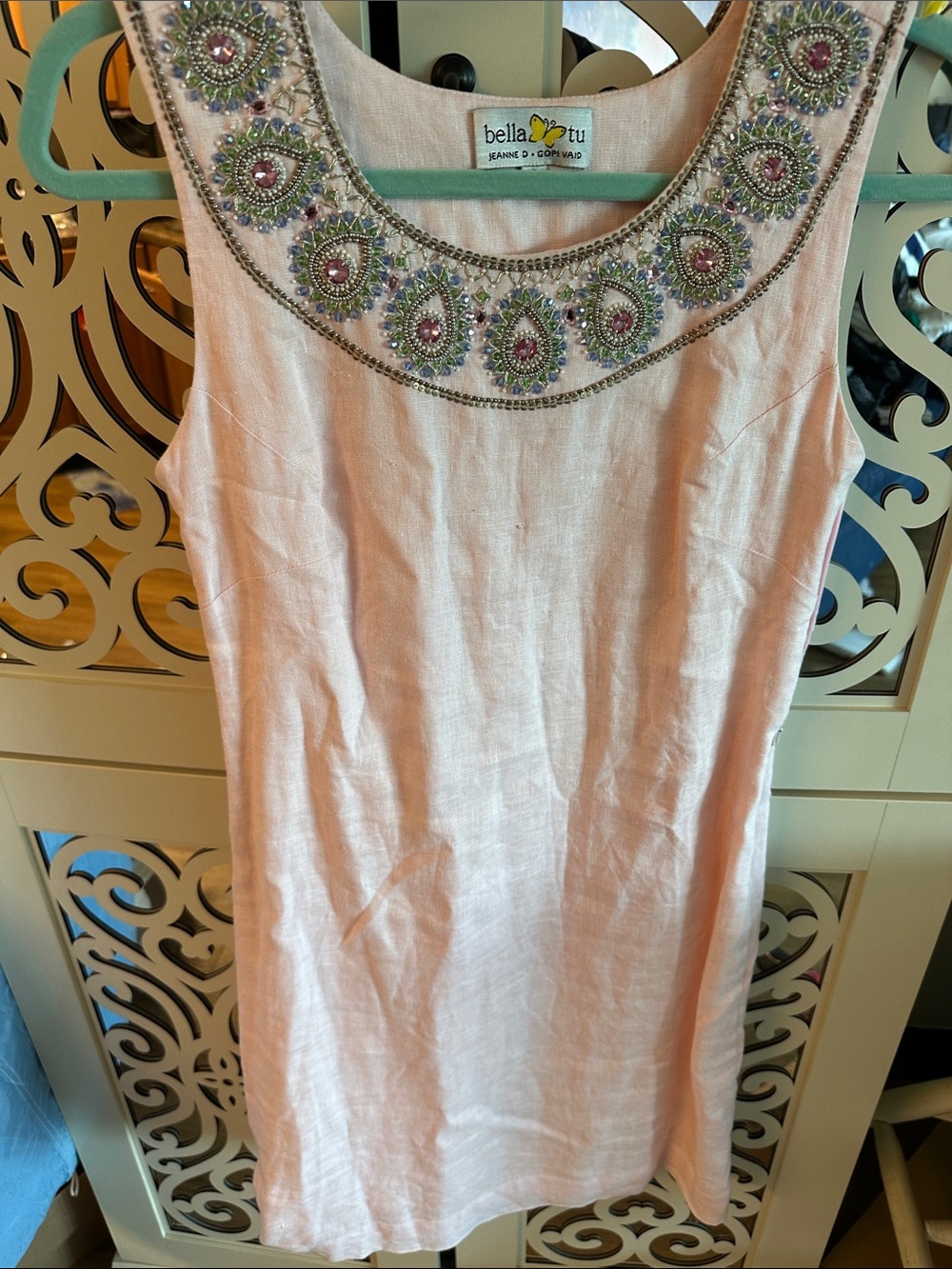 Bella Tu Pink Embellished Sleeveless Dress